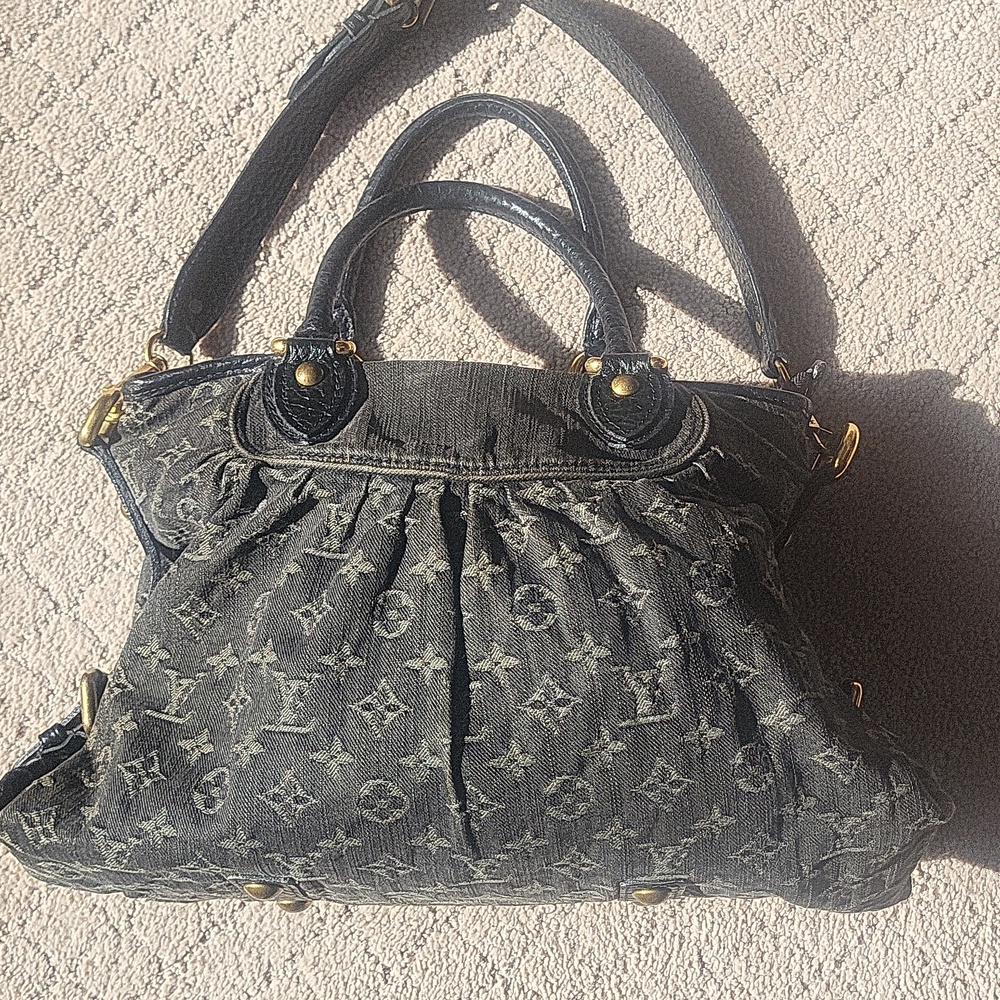 Louis Vuitton Black Denim Monogram Crossbody Handbag